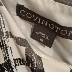 COVINGTON two layer black white and gray dress w split in front Size 12